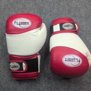 Flurry Boxing Gloves 14oz Red White Training Sparring Hook Loop Closure
